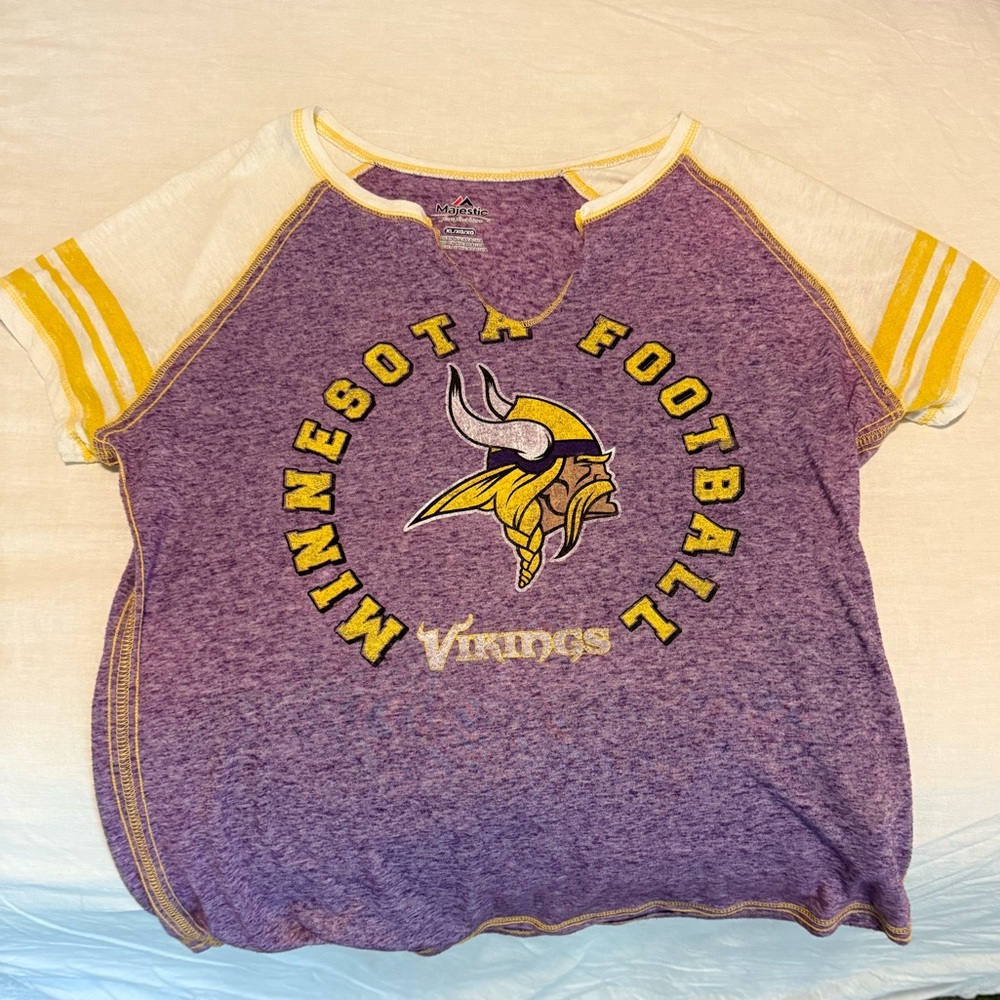 Majestic Purple and Yellow Short Sleeve Tee Vintage Minnesota Vikings